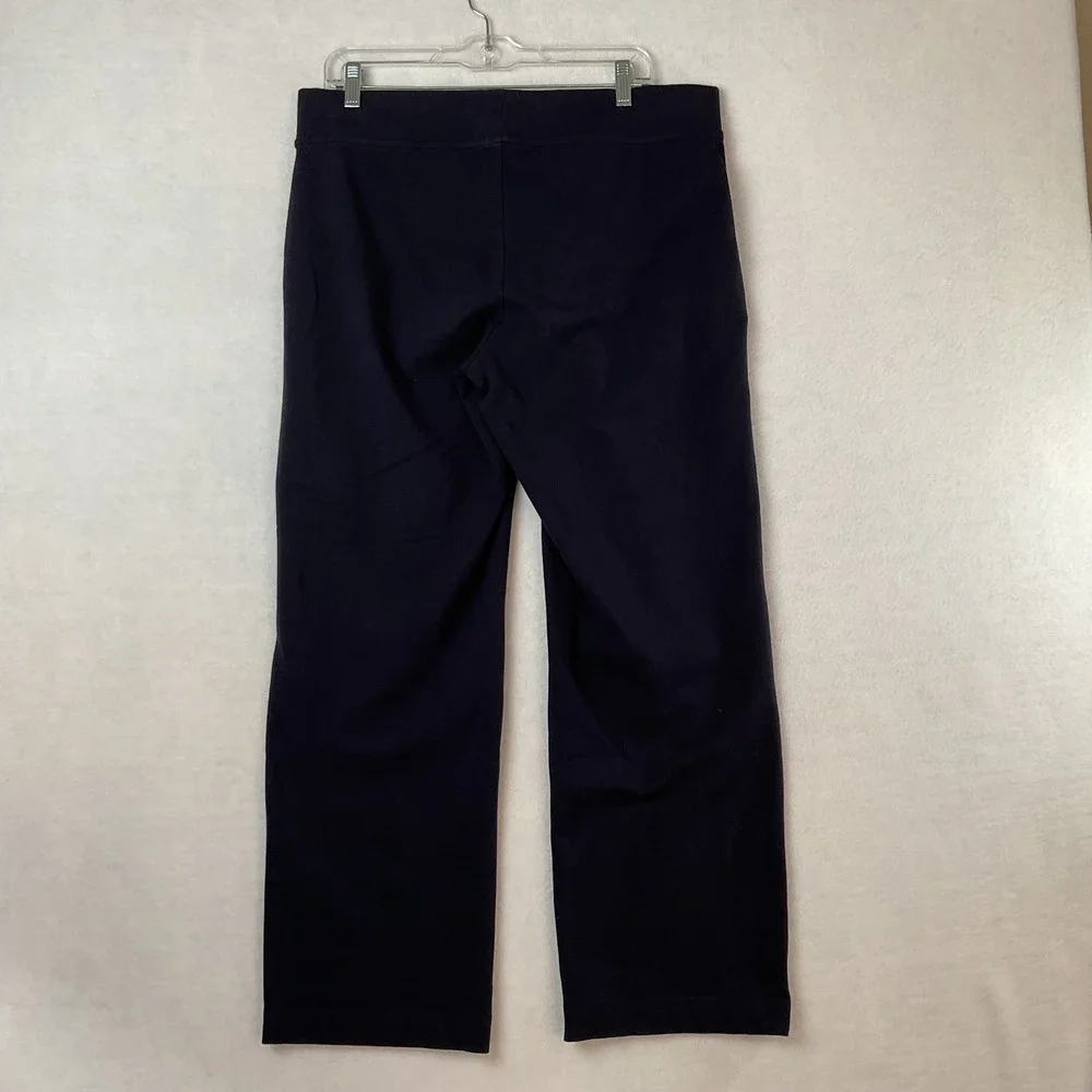 Lands End Starfish Straight Leg Knit Pants Navy Blue Petite Large L/P Pocket